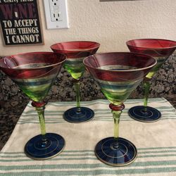 Hand blown margarita glasses set of four