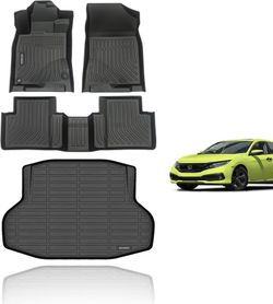 KELCSEECS Floor Mats & Cargo Liner for 2016–2021 Honda Civic – Black