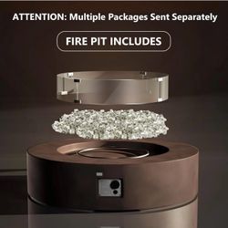 🔥Special Discount (Brand new in box )🔥Outdoor Propane Fire Pit Coffee Table w Dark Bronze 40.5" Round Base Patio Heater, CSA Certified, 50,000 BTU S
