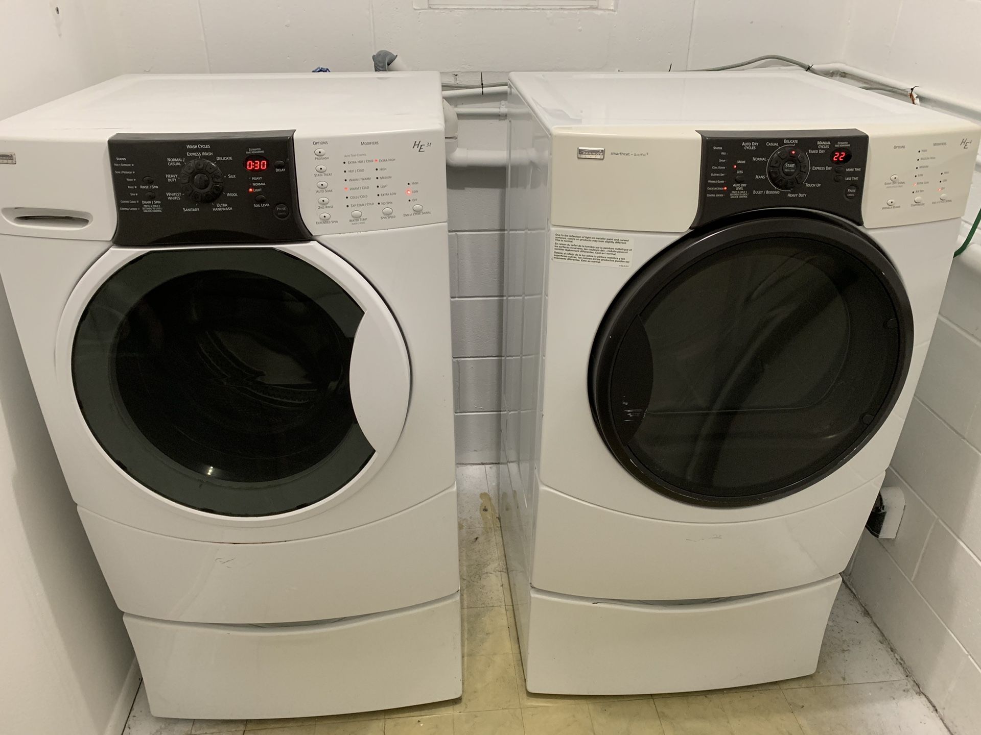 Kenmore Elite Front Load Washer and Smart Heat Front Load Dryer for