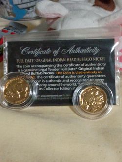 Gold-Clad Indian Head Buffalo Nickel Set with COA