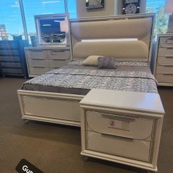 $55 Down finance or Cash $2100 Led Bedroom Set Queen or King Bed Dresser Nightstand Mirror Chest Options Eden 