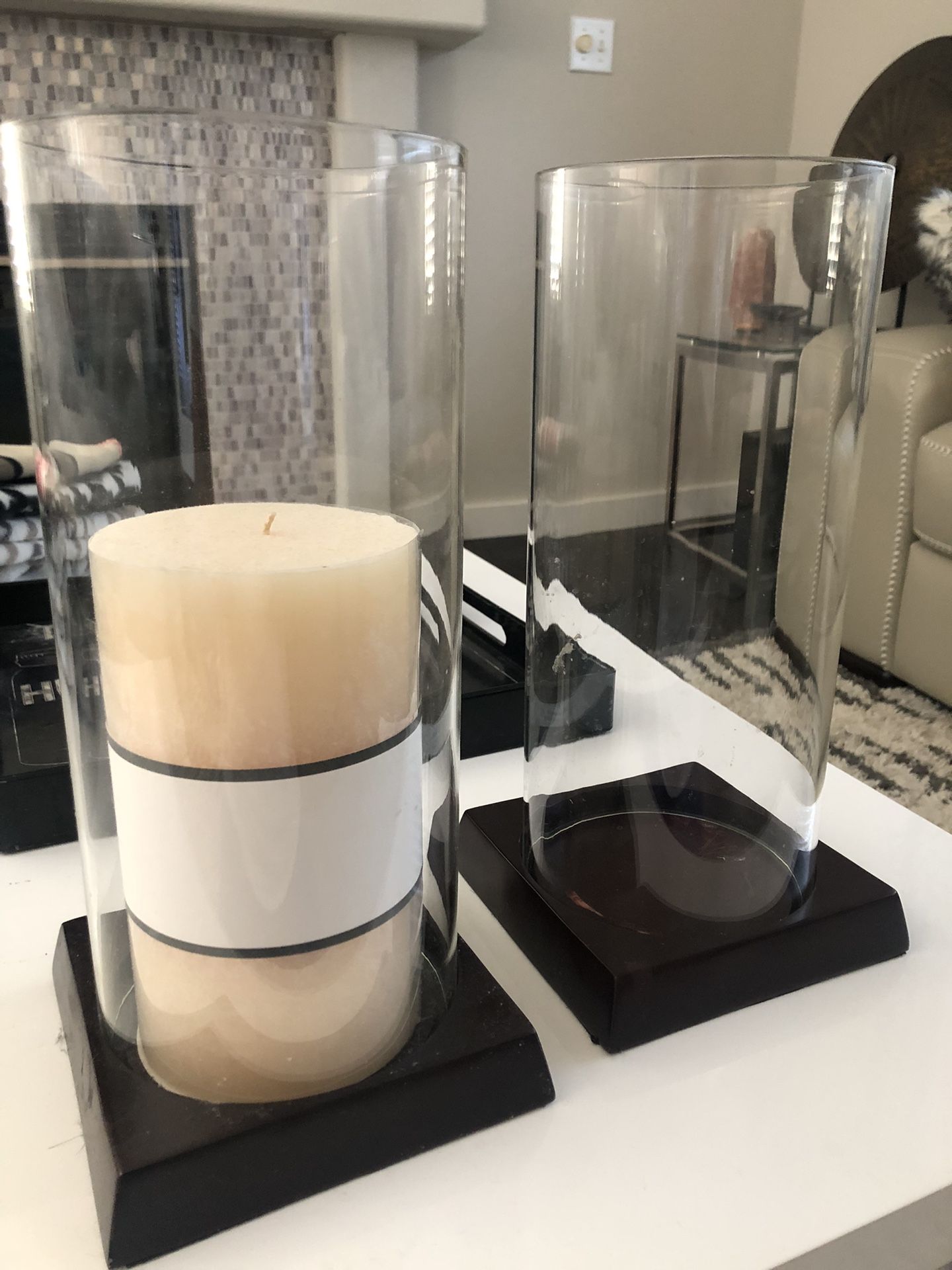 Glass Candle Holder-Pair