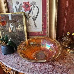 Vintage Imperial Carnival Glass Marigold Wide Panel Bowl