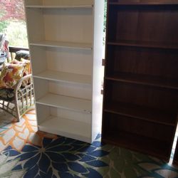 3  Bookshelves, 2 Brown, 1 White