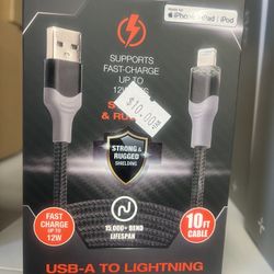 USB-A 10Ft Lightening Cable 