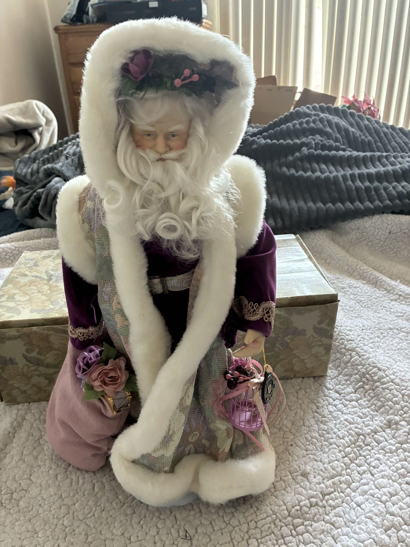 Brim’s Porcelain English Garden Santa Doll  16”