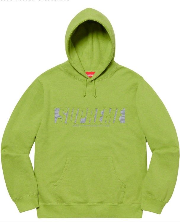 Supreme Reflective Cutout Hoodie, hooded Sweatshirt▪️Lime >> SS20 🔸️Size Medium (M) ✅ brand new w/ tags in original packaging 🔥🔥