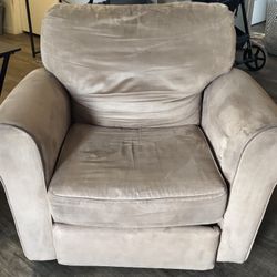 Cream Suede Swivel Rocking Chair