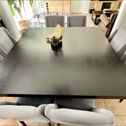 8 Person Square Solid Wood Dinning Table