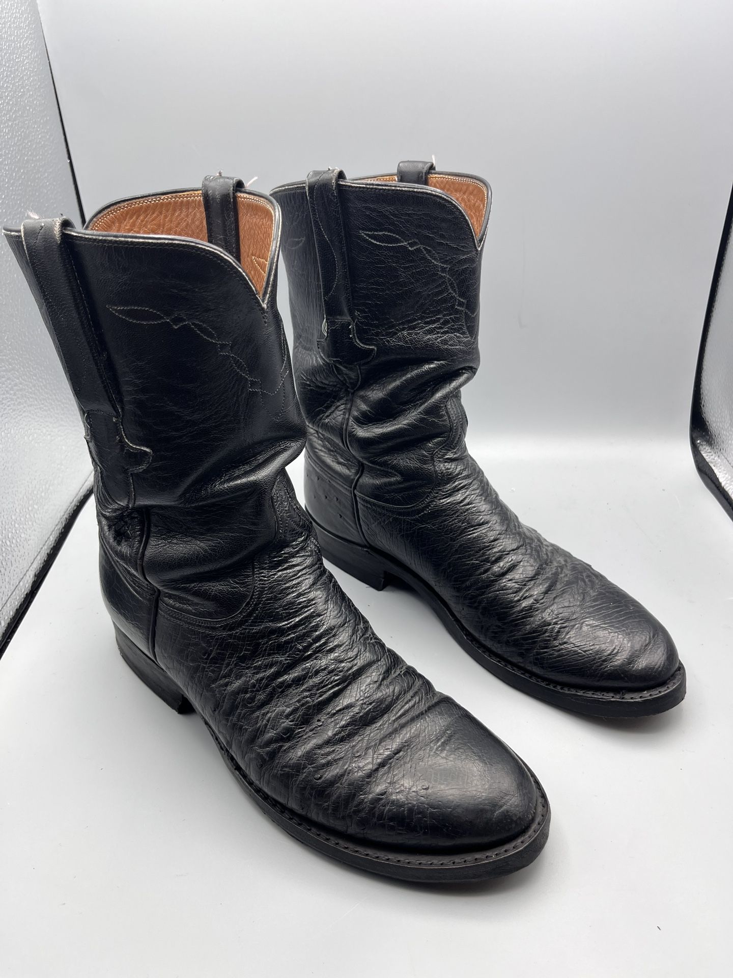Lucchese Premium Classic Black Smooth Ostrich Boots L8008 R Men’s Size 8.5