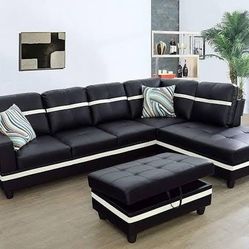 BRAND NEW SECTIONAL COUCH WITH STORAGE OTTOMAN