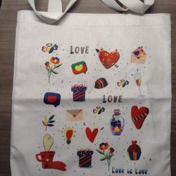 Love Themed Canvas Tote Bag 