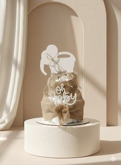 Luxury Neutral Diaper Cake | Beige & Nude Baby Shower Centerpiece | Elegant Unisex Baby Shower Gift | Premium Diaper Cake Decor