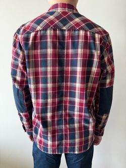 Wrangler ATG All Terrain Gear Men’s Plaid Flannel Shirt – Red Navy
