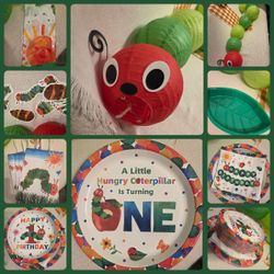 Large lot of ONE Very Hungry Caterpillar 1st Birthday Decorations