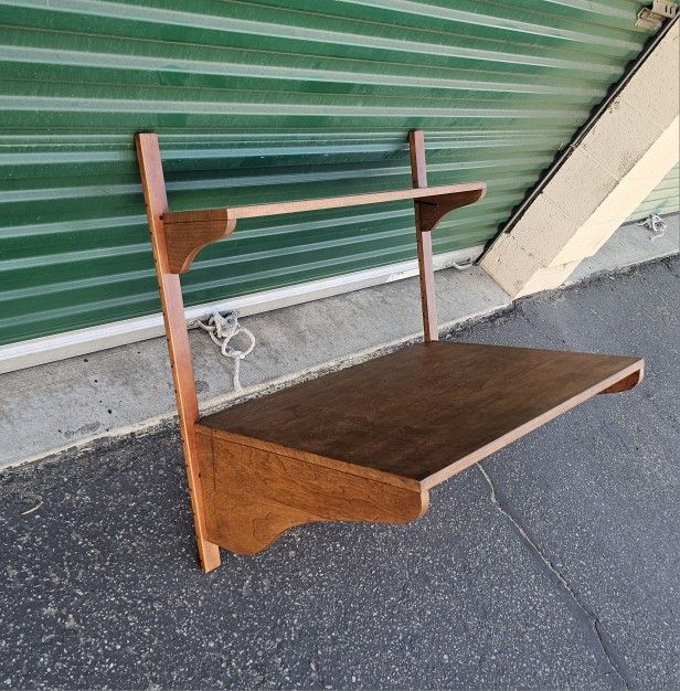 Vintage 1960s Mid Century Wall Unit Wall Mounted Desk & Shelf Bookcase Scandinavian Danish Retro