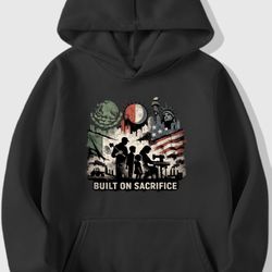 BUILT ON SACRIFICE Hoodie – Immigrant Roots Heritage Sweatshirt | Mexican & American Pride Pullover