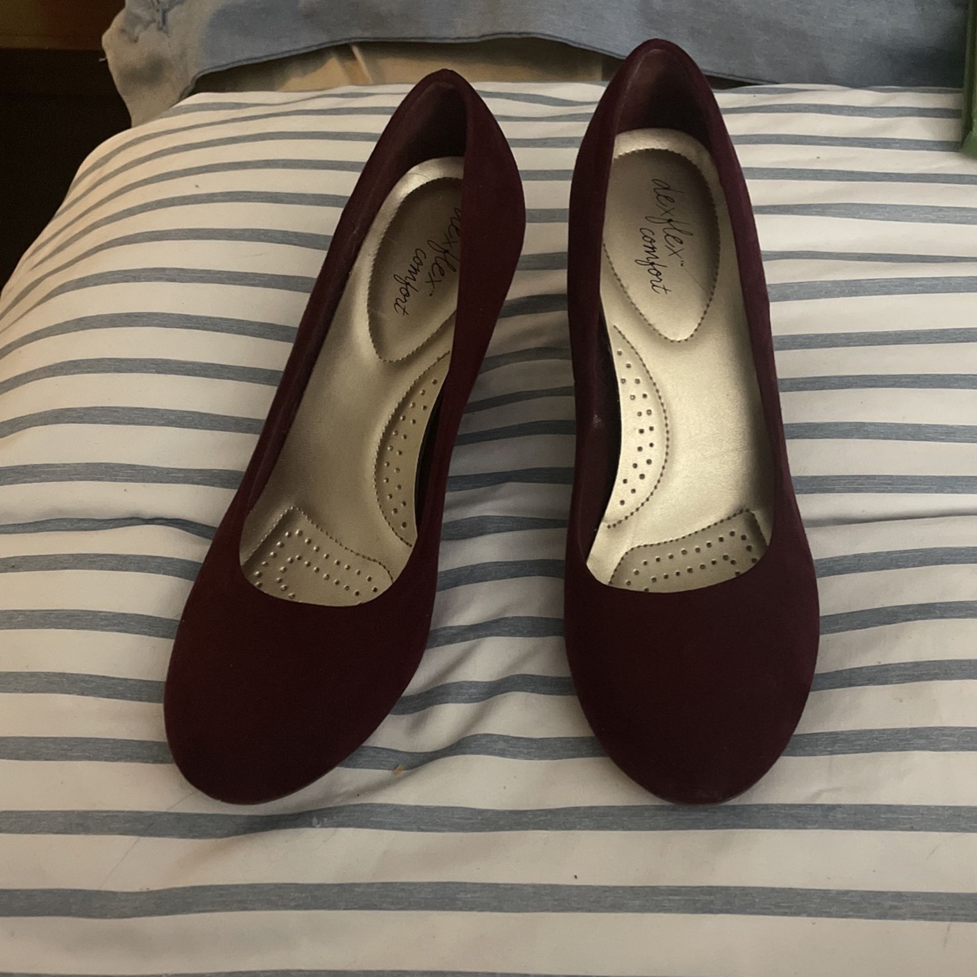 Maroon Closed Toe Wedge Heels