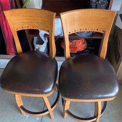 2 - 360 Spinning Solid Wood Barstools