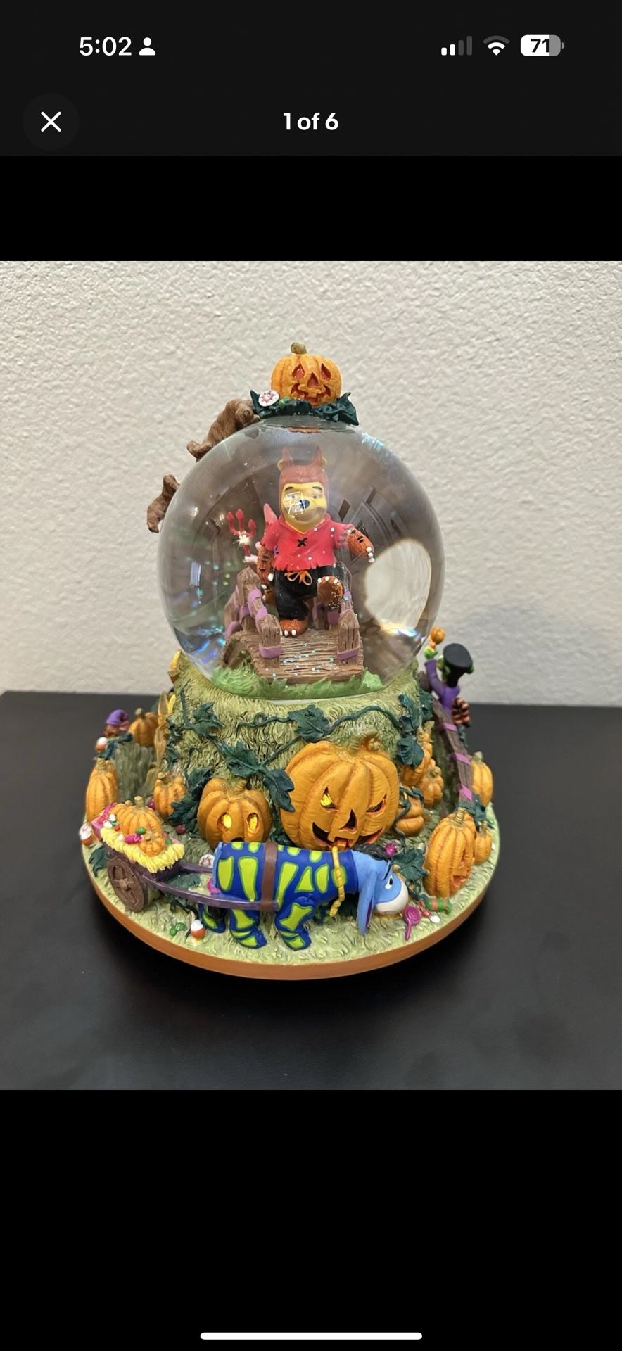 Disney's Winnie the Pooh & Friends Lighted Musical Rotating Halloween Snowglobe
