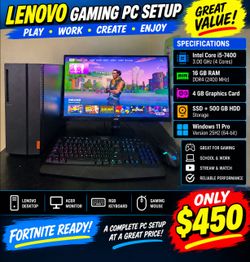 Lenovo Gaming PC Setup with Monitor