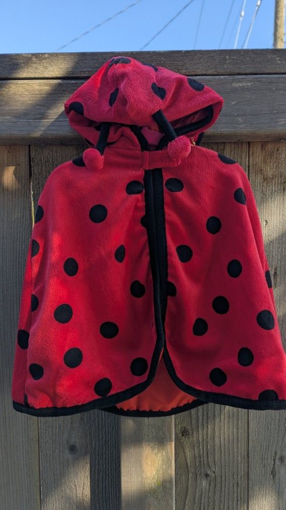 Ladybug Halloween Costume Hooded Cape Toddler/Child 2T