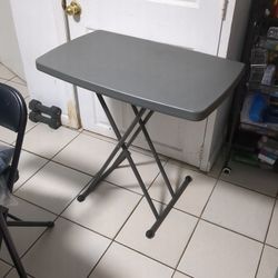 Iceberg Small Camping Personal Folding Table, Heavy Duty Utility Table, Adjustable Height, Charcoal, 19.5” L x 30” W x 28" H