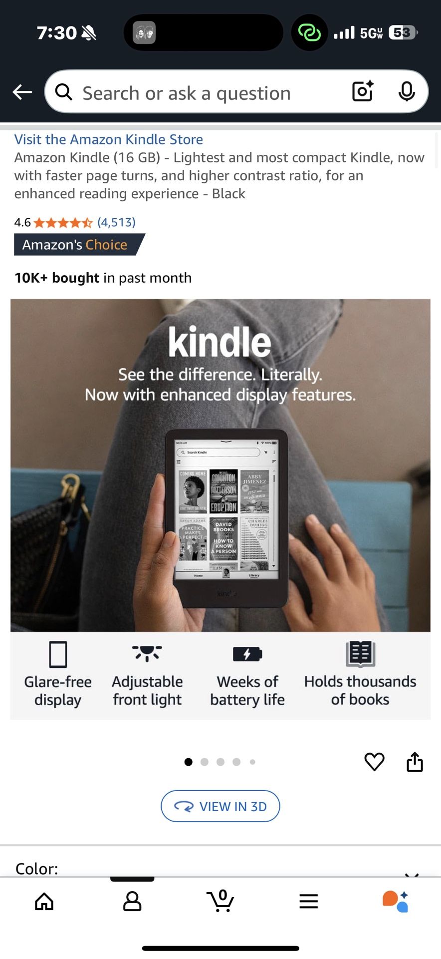 Newest Amazon Kindle Black 16GB With case