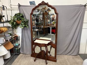 PULASKI Vintage Chippendale Mirrored Marble Top Console Table