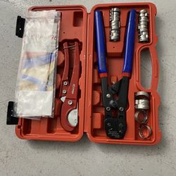 iCrimp PEX Clamp Tool Kit for 3/8-in, 1/2-in, 3/4-in, 1-in PEX Clamp Cinch & Removal, c/w 1/2''(20 Pack) and 3/4''(10 Pack) PEX Clamp Rings, PEX Tubin