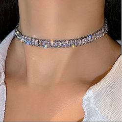 sterling silver diamond zircon rhinestone choker necklaces

