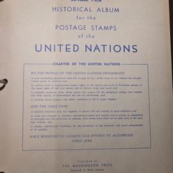 White Ace United Nations Stamp Album + Stamps