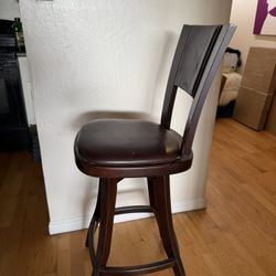 Bar Stools. Solid Wood And Leather  Seats