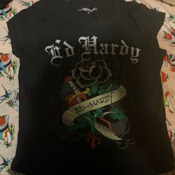 ed hardy rhinestone top size small
