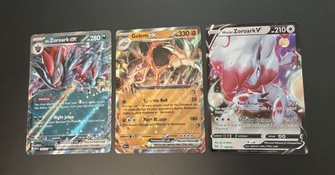 N’s Zoroark ex , Golem Ex, Hisuian Zoroark V