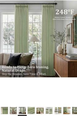 Pinch Pleated Linen Curtains 84 Inch, 2 Panels Premium 400GSM Memory Trained Semi Sheer Light Filtering Window Drapes for Living Room Bedroom Dining, 