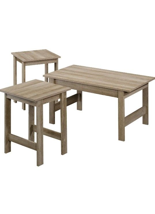 Urban Design, Set of 3 .Coffee Table and 2 Side Tables, Grey Oak.