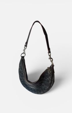 Nwt Coach Signature Canvas Black Denim Aria Shoulder