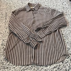 Perry Ellis Large Shirt Brown And Beige