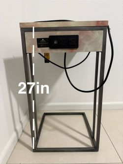 Side Table With Power Outlet And USB