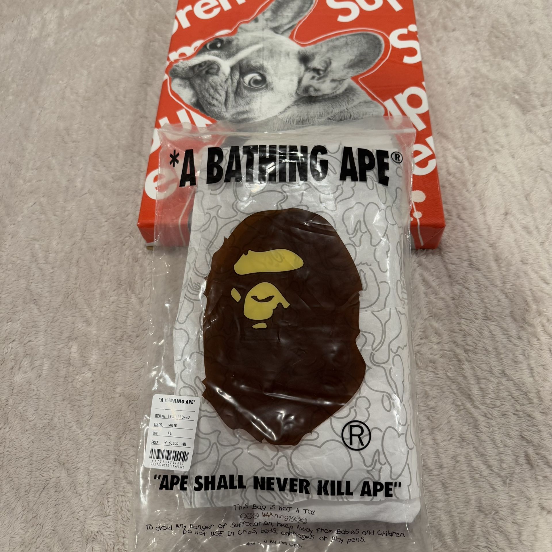 BAPE College Tee White Men’s Sz XL