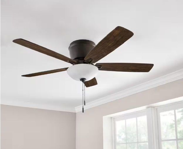 Melrose 52 in. Indoor LED Hugger Bronze Dry Rated Ceiling Fan with Light Kit and 5 Reversible Blades