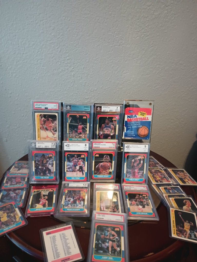1986 Fleer Basketball Complete Set W/ Michael Jordan Rookie Graded Card..132 Cards+11 Stickers