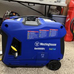 Westinghouse iGEN5000 generator w/remote start, plugs, propane tank, 14-gal gas tank/pump