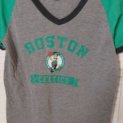 Boston Celtics Ringer V Neck Tee