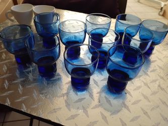 Japanese style sake glasses Cobalt blue