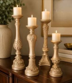 Stunning 🔺️ Set of 4 Rose Gold Candleholders ■ Party ■ Wedding ■
