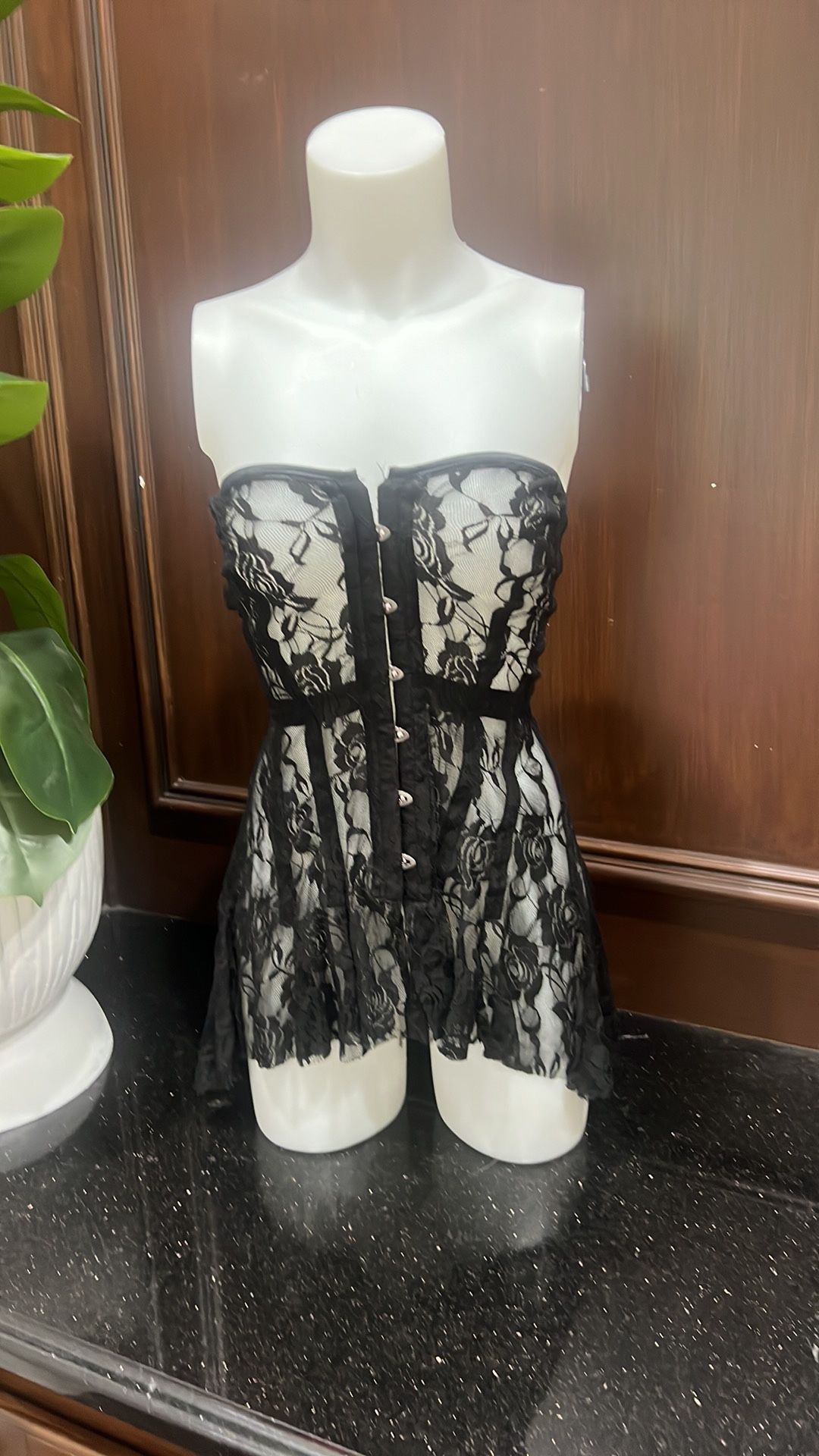 Elegant Black corset Lace-Up Lingerie goth princess fairy