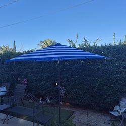 9" FT Market Umbrella Patio Color: White And Blue Base Not Included 